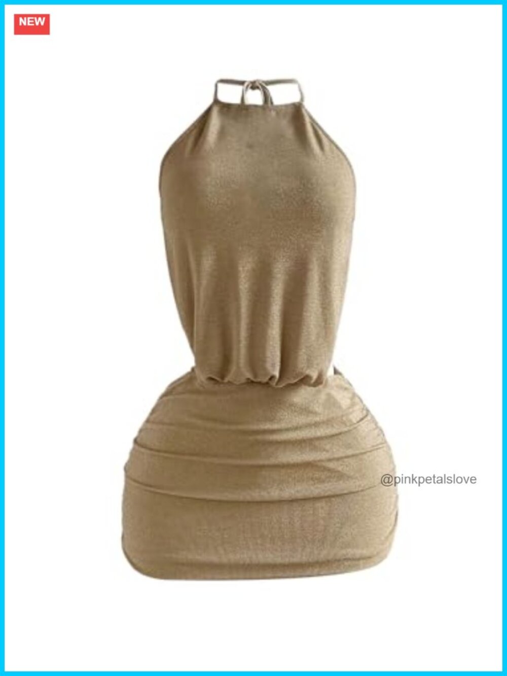 Halter Bodycon Mini Dress Ruched Open Back Sleeveless Club Party